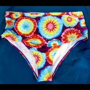 Multi Color Tie Dye High Waist Bikini Bottom